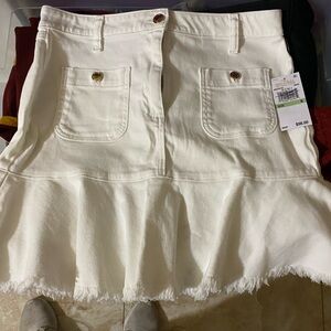 Michael Kors Cream Frayed Hem Skort